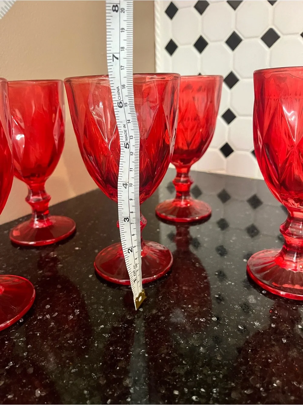 Set of 5 Ruby Red Glasses